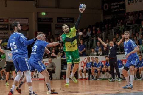 2 Handball Bundesliga VFL Eintracht Hagen TSV Bayer Dormagen Hagen 5 4 2019 Jan Lars Gaubatz Eintracht Hagen VFL Eintracht Hagen TSV Bayer Dormagen at the Krollmann Arena Hagen 5 4 2019