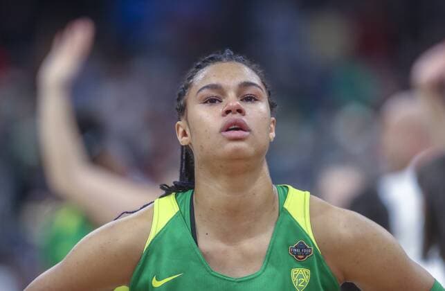 April 5, 2019 - Tampa, Florida, U.S. - DIRK SHADD Times.Oregon Ducks forward Satou Sabally (0) reacts after the Ducks lost 72-67 to the Baylor Lady Bears in their NCAA College League USA Women s Final Four semi-final game Friday, April 5, 2019 in Tampa. NCAA Basketball Women s Final Four 2019 - ZUMAs70_ 20190405_zan_s70_090 Copyright: xDirkxShaddx