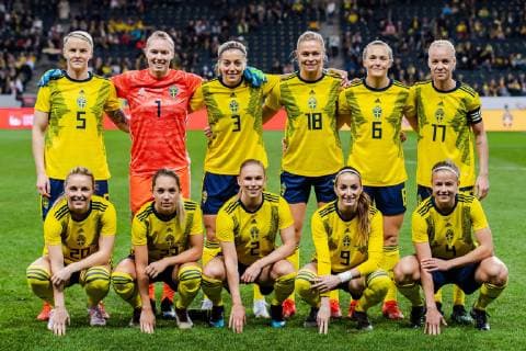 190406 Nilla Fischer goalkeeper Hedvig Lindahl Linda Sembrant Fridolina Rolfö Magdalena Eriksson Caroline Seger Mimmi Larsson in Stockholm Photo Joel Marklund BILDBYRAN code JM 87921,  Copyright: JOELxMARKLUND BB190406JM013