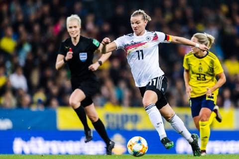 190406 Alexandra Popp of Germany during the women s international friendly football match between Sweden and Germany on April 6 2019 in Stockholm Photo Joel Marklund BILDBYRAN kod JM 87921,  Copyright: JOELxMARKLUND BB190406JM021