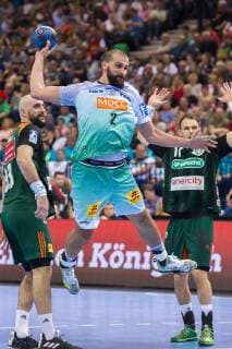 Hamburg Germany 06 April 2019 REWE Final 4 DHB Cup Semifinals TSV Hannover Burgdorf vs SC Magdeburg v li Domagoj Srsen Hannover Zeljko Musa Magdeburg Hamburg Barclaycard Arena Hamburg Germany