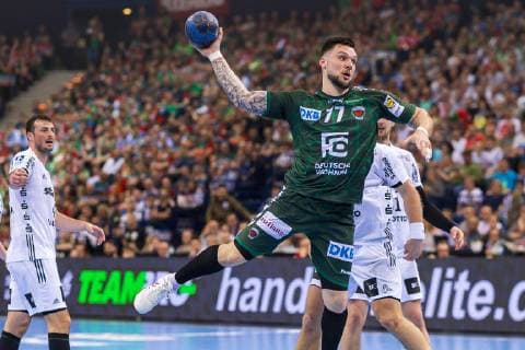 Hamburg Germany 06 April 2019 REWE Final 4 DHB Cup Semifinals THW Kiel vs Fuechse Berlin Johan Koch Berlin Hamburg Barclaycard Arena Hamburg Germany