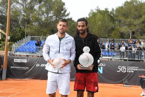 Patrick Mouratoglou, Mary Pierce - Dustin Brown gagne le tournoi de tennis Challenger Mouratoglou Open a Sophia Antipolis face a Filip Krajinovic TENNIS : Mouratoglou Open - Sophia Antipolis - 07 04 2019 LionelUrman Panoramic 