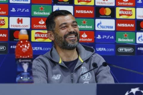 8th April 2019, Anfield, Liverpool, England; FC Porto press conference PK Pressekonferenz ahead of their Champions League fixture against Liverpool FC; FC Porto coach Sergio Conceicao speaks to the media at Anfield ahead of tomorrow night s Champions League quarter final first leg versus Liverpool  ActionPlus12122214 AlanxMartin