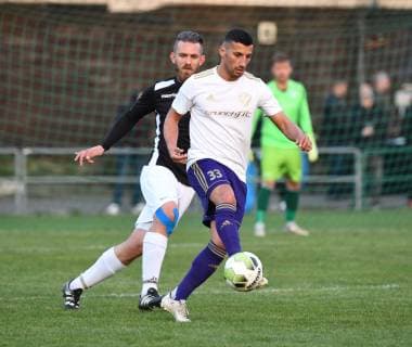 Soccer Men Season 2018 2019 Semifinals at Berlin AOK Landespokal VSG Altglenicke Tennis Borussia v l Kevin Kahlert VSG Altglienicke Karim Benyamina TeBe Tennis Borussia 09 04 2019 Copyright: xMatthiasxKochx