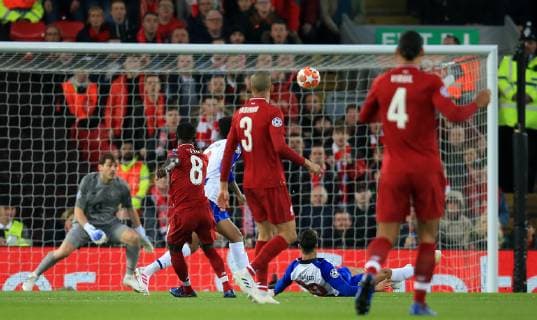9th April 2019, Anfield, Liverpool, England; UEFA Champions League football, quarter final 1st leg, Liverpool versus FC Porto; Naby Keita of Liverpool shoots past Iker Casillas of Porto to score the opening goal of the match after 3 minutes  ActionPlus12122317 DavidxBlunsden