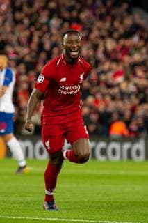 Liverpool England 09 04 2019 UEFA Champions League 2018 19 Season Round of 8 quarter-final Liverpool FC vs. FC Port goal to 1 0 scorer Sadio Mane LFC cheers DeFodi053