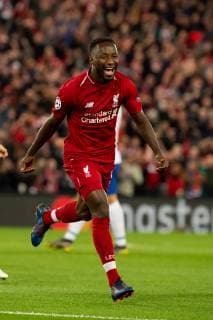 Liverpool England 09 04 2019 UEFA Champions League 2018 19 Season Round of 8 Quarter Finals Liverpool FC vs. FC Port Goal to 1 0 Scorers Naby Keita LFC cheers DeFodi053