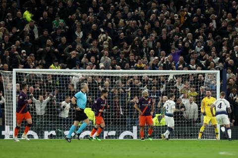 9th April 2019, Tottenham Hotspur Stadium, London, England; UEFA Champions League football, quarter final 1st leg, Tottenham Hotspur versus Manchester City; A dejected Sergio Aguero of Manchester City as his penalty is saved by Hugo Lloris  ActionPlus12122328 ShaunxBrooks