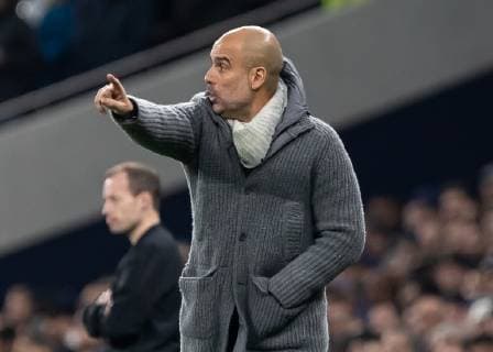 Football - 2018 2019 UEFA Champions League - Quarter Final , First Leg: Tottenham Hotspur vs. Manchester City Pep Guardiola, Manager of Manchester City, at White Hart Lane Stadium. COLORSPORT DANIEL BEARHAM 