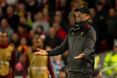Liverpool England 09 04 2019 UEFA Champions League 2018 19 Season Round of 8 Quarter Finals Liverpool FC vs. FC Port Coach Juergen Klopp LFC gesticulated gesticulation DeFodi053