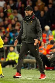 Liverpool England 09 04 2019 UEFA Champions League 2018 19 Season Round of 8 Quarter Finals Liverpool FC vs. FC Port Coach Juergen Klopp LFC gesticulated gesticulation DeFodi053