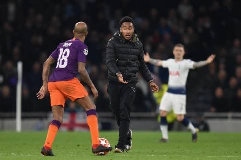 Tottenham Hotspur v Manchester City UEFA Champions League A pitch invader approaches Fabian Delph of Manchester City during the UEFA Champions League match at the Tottenham Hotspur Stadium, London Content Not Available For UK Newspapers Copyright: xMartynxHaworthx FIL-13108-0038