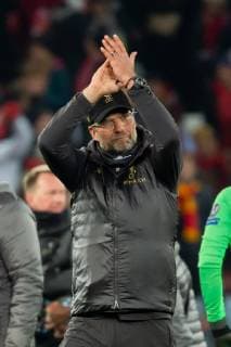 Liverpool England 09 04 2019 UEFA Champions League 2018 19 Season Round of 8 Quarter Finals Liverpool FC vs. FC Port Coach Juergen Klopp LFC final cheer DeFodi053