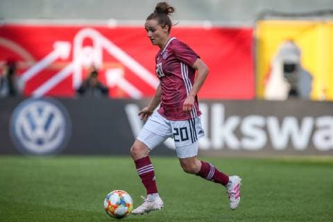 Football Women International match Germany Japan 09 04 2019 at the Benteler Arena in Paderborn Lina Magull Germany DFB regulations prohibit any use of photographs as image sequences and or quasi video xSBx