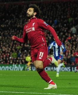 Football - 2018 2019 UEFA Champions League - Quarter-Final, First Leg: Liverpool vs. Porto Mohamed Salah of Liverpool , at Anfield. COLORSPORT ANDREW COWIE 