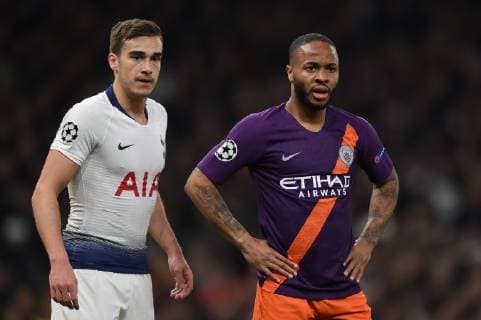 Tottenham Hotspur v Manchester City UEFA Champions League Harry Winks of Tottenham Hotspur and Raheem Sterling of Manchester City during the UEFA Champions League match at the Tottenham Hotspur Stadium, London Content Not Available For UK Newspapers Copyright: xMartynxHaworthx FIL-13108-0159