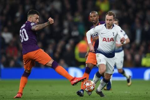 Tottenham Hotspur v Manchester City UEFA Champions League Christian Eriksen of Tottenham Hotspur is tackled by Nicolas Otamendi of Manchester City during the UEFA Champions League match at the Tottenham Hotspur Stadium, London Content Not Available For UK Newspapers Copyright: xMartynxHaworthx FIL-13108-0171
