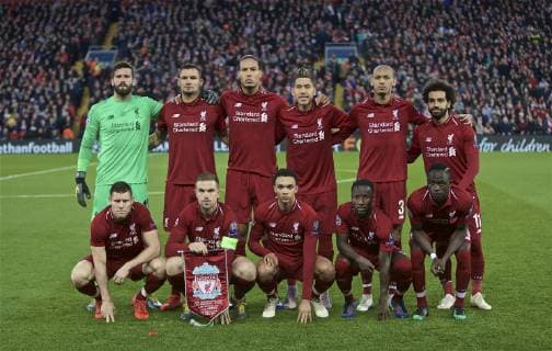 (190410) -- LIVERPOOL, April 10, 2019 (Xinhua) -- Liverpool players pose for a group photo before the UEFA Champions League Quarter-final first leg match between Liverpool FC and FC Porto at Anfield in Liverpool, Britain on April 9, 2019. Liverpool won 2-0. (Xinhua) FOR EDITORIAL USE ONLY. NOT FOR SALE FOR MARKETING OR ADVERTISING CAMPAIGNS. NO USE WITH UNAUTHORIZED AUDIO, VIDEO, DATA, FIXTURE LISTS, CLUB LEAGUE LOGOS OR LIVE SERVICES. ONLINE IN-MATCH USE LIMITED TO 45 IMAGES, NO VIDEO EMULATION. NO USE IN BETTING, GAMES OR SINGLE CLUB LEAGUE PLAYER PUBLICATIONS. (SP)BRITAIN-LIVERPOOL-FOOTBALL-UEFA CHAMPIONS LEAGUE-LIVERPOOL VS FC PORTO