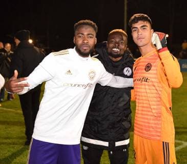 Soccer Men Season 2018 2019 Semifinals in Berlin AOK Landespokal VSG Altglenicke Tennis Borussia 4 5 in penalty shootout 2 2 2 2 2 2 v l Bekai Jagne TeBe Tennis Borussia Higinio Martin May Mecha TeBe Tennis Borussia Goalkeeper Ertugrul Aktas TeBe Tennis Borussia Cheers after the final whistle 09 04 2019 Copyright: xMatthiasxKochx