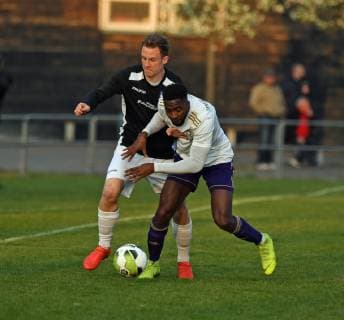 Soccer Men Season 2018 2019 Semifinals at Berlin AOK Landespokal VSG Altglenicke Tennis Borussia 4 5 penalty shootout 2 2 2 2 2 2 v l Rene Pütt VSG Altglienicke Bekai Jagne TeBe Tennis Borussia 09 04 2019 Copyright: xMatthiasxKochx