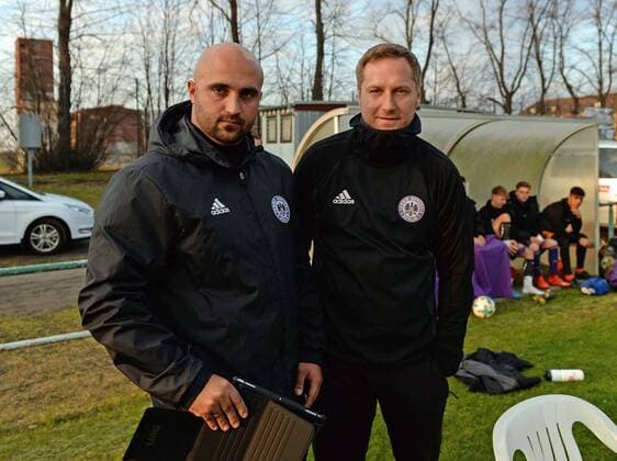 Soccer Men Season 2018 2019 Semifinals at Berlin AOK Landespokal VSG Altglenicke Tennis Borussia 4 5 penalty shootout 2 2 2 2 2 2 v l Co Coach Sascha Schrödter TeBe Tennis Borussia Trainer Dennis Kutrieb TeBe Tennis Borussia 09 04 2019 Copyright: xMatthiasxKochx