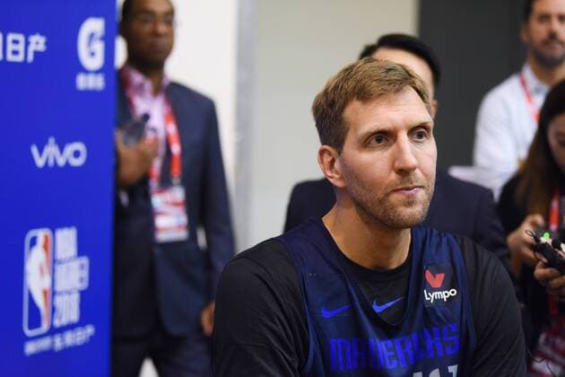 --FILE--German basketball player Dirk Nowitzki attends the seventh consecutive Fan Day at Oriental Sports Center in Shanghai, China, October 4, 2018. Dirk Nowitzki officially announces retirement  20181004_50822