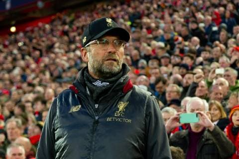 Liverpool England 09 04 2019 UEFA Champions League 2018 19 Season Round of 8 Quarter Finals Liverpool FC vs. FC Port Coach Juergen Klopp LFC watching DeFodi053