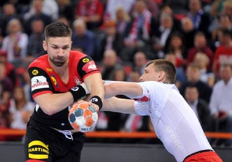 Handball, EM Quali, Polen - Deutschland 2019.04.10 Gliwice Pilka reczna Kwalifikacje do Mistrzostw Europy 2020 Polska - Niemcy N z Fabian Wiede Foto Norbert Barczyk PressFocus 2019.04.10 Gliwice Handball Qualification for the European Championships 2020 Poland - Germany Fabian Wiede Credit: Norbert Barczyk PressFocus NEWSPIX.PL --- Newspix.pl  20190410NB0041