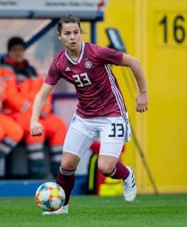 9 April 2019 Paderborn Benteler Arena soccer international women Germany Japan Germany Lena Sophie Oberdorf on the ball