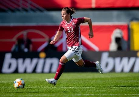 9 April 2019 Paderborn Benteler Arena soccer international women Germany Japan Germany Lena Sophie Oberdorf on the ball