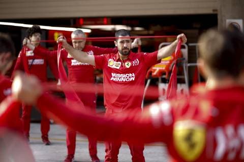 Motorsports: FIA Formula One World Championship WM Weltmeisterschaft 2019, Grand Prix of China, Mechanic of Scuderia Ferrari Mission Winnow during fitness workout Shanghai China