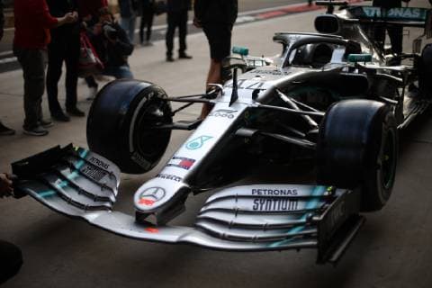 Photo4 LaPresse 11 04 2019 Shanghai, China Grand Prix Formula One China 2019 In the pic: 1000th F1 Gp Celebration Logo on Mercedes AMG F1 W10 EQ Power nosecone  Copyright: xPhoto4 LaPressex