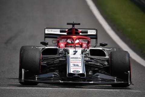 Finnish Formula One driver Kimi Raikkonen of Alfa Romeo Racing Ferrari competes during first practice for the the Formula 1 Heineken Chinese Grand Prix 2019 at the Shanghai International Circuit in Shanghai, China, 12 April 2019. Sebastian Vettel set the quickest time of the first running, finishing 0.207 seconds clear of Lewis Hamilton with Leclerc third. Sebastian Vettel tops first practice of Chinese Grand Prix 2019 in Shanghai  20190412_503404