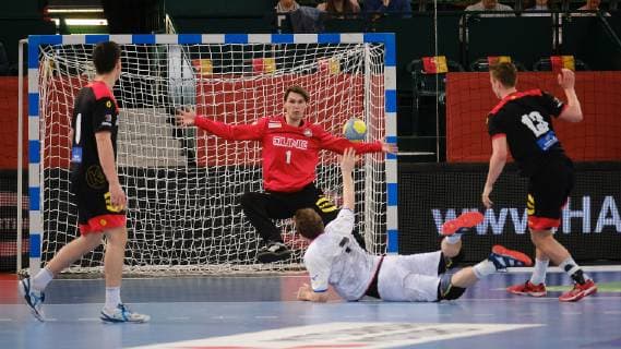 13 04 2019 xkhx Halle Gerry Weber Stadium U21 National team of the German Handball Federation U21 International match Germany vs. Czech Republic Goalkeeper Marcel Kokoszka GER