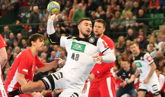 Jannik Kohlbacher Germany at the EM qualifying match Germany against Poland of the men on 13 04 19 in the Gerry Weber Stadium in Halle Westfalen Handball EM qualifying Germany Poland Poland