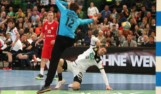 at the EM qualifying match Germany against Poland of the men on 13 04 19 in the Gerry Weber stadium in Halle Westfalen Handball EM qualifying Germany Poland