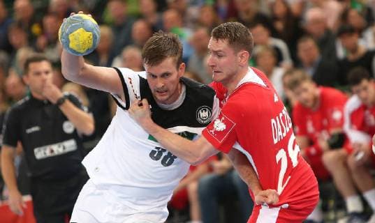 Fabian Böhm Germany vs. Wisla Plock Poland at the European Championship Qualifier Germany vs. Poland of the Men on 13 04 19 in the Gerry Weber Stadium in Halle Westfalen Handball European Championship Qualifier Germany Poland