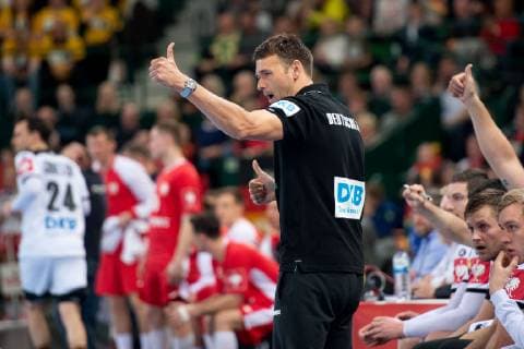 Halle Westf Germany 13 04 2019 DHB Qualifying match 2018 2019 Germany vs Poland Christian Prokop National coach Germany Halle Westf Nordrhein Westfalen Germany Gerry Weber Stadium