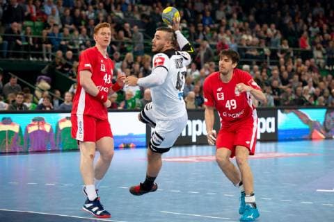 Halle Westf Germany 13 04 2019 DHB Qualifying match 2018 2019 Germany vs Poland M Jannik Kohlbacher Germany Halle Westf Nordrhein Westfalen Germany Gerry Weber Stadium