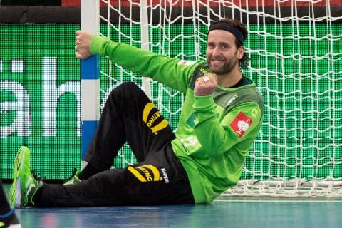 Halle Westf Germany 13 04 2019 DHB Qualifier 2018 2019 Germany vs Poland Silvio Heinevetter Germany Halle Westf Nordrhein Westfalen Germany Gerry Weber Stadium