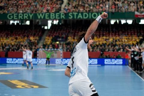 Halle Westf Germany 13 04 2019 DHB Qualifying match 2018 2019 Germany vs Poland Uwe Gensheimer Germany Halle Westf Nordrhein Westfalen Germany Gerry Weber Stadium