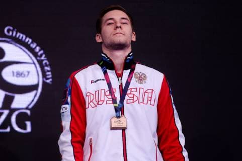 Turnen, EM in Stettin, Siegerehrungen 13.04.2019 SZCZECIN 8. MISTRZOSTWA EUROPY W GIMNASTYCE SPORTOWEJ KOBIET I MEZCZYZN DZIEN 4 - FINALY NA PRZYRZADACH 8th European Championships in Artistic Gymnastics Day 4 - Apparatus Finals N Z VLADISLAV POLIASHOV (RUS) FOT MATEUSZ SLODKOWSKI FOTONEWS NEWSPIX.PL --- Newspix.pl  20190413FNMS088
