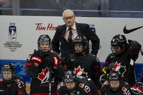 Eishockey, Damen, WM, Finnland schlägt Kanada und zieht ins Finale ein Head Coach Perry Pearn, CAN during the IIHF Womens World Championship WM Weltmeisterschaft 2019 Canada - Finland at the Espoo Metro Arena13. April 2019 in Espoo, Finland. (Tomi Hänninen Newspix24)  Copyright: xTomixHänninenx np24thTHnp2408th15965