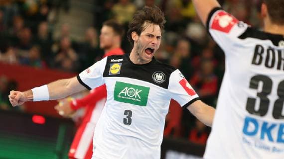 Uwe Gensheimer Germany at the EM qualifying match Germany against Poland of the men on 13 04 19 in the Gerry Weber Stadium in Halle Westfalen Handball EM qualifying Germany Poland Poland