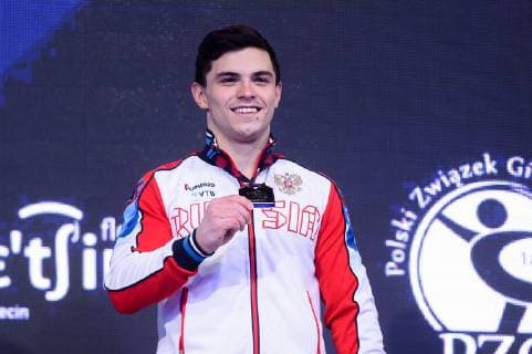 April 13, 2019 - Szczecin, West Pomeranian, Poland - Artur Dalaloyan from Russia seen posing with a gold medal during the Apparatus Finals of 8th European Championships in Artistic Gymnastics 8th European Championships in Artistic Gymnastics in Szczecin - 13 Apr 2019 - ZUMAs197 90738563st Copyright: xMateuszxSlodkowskix