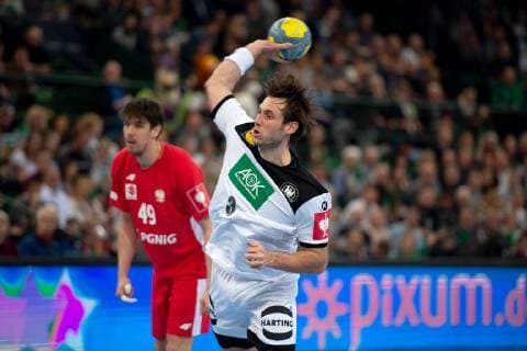 Halle Westf Germany 13 04 2019 DHB Qualifying match 2018 2019 Germany vs Poland Uwe Gensheimer Germany Halle Westf Nordrhein Westfalen Germany Gerry Weber Stadium