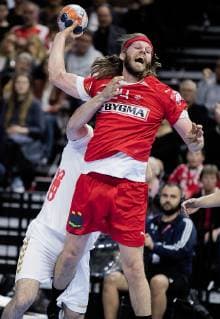 Mikkel Hansen during the European Championship qualifying match in mens handball between Denmark and Montenegro in the Royal Arena Saturday April 13, 2019 Copenhagen Denmark,  Copyright: fotograf@clausbech.dk ClausxBechx COP102 spdk20190413-204039-L