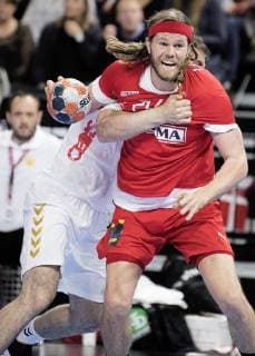 Mikkel Hansen during the European Championship qualifying match in mens handball between Denmark and Montenegro in the Royal Arena Saturday April 13, 2019 Copenhagen Denmark,  Copyright: fotograf@clausbech.dk ClausxBechx COP102 spdk20190413-220710-L
