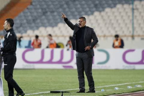 Head coach of Saipa Ali Daei looks on during the Iran Pro League match between Perspolis and Saipa at Azadi Stadium on April 13, 2019 in Tehran, Iran 